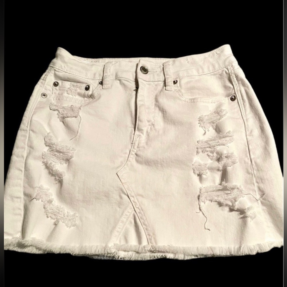 American Eagle Distressed Denim Mini Skirt